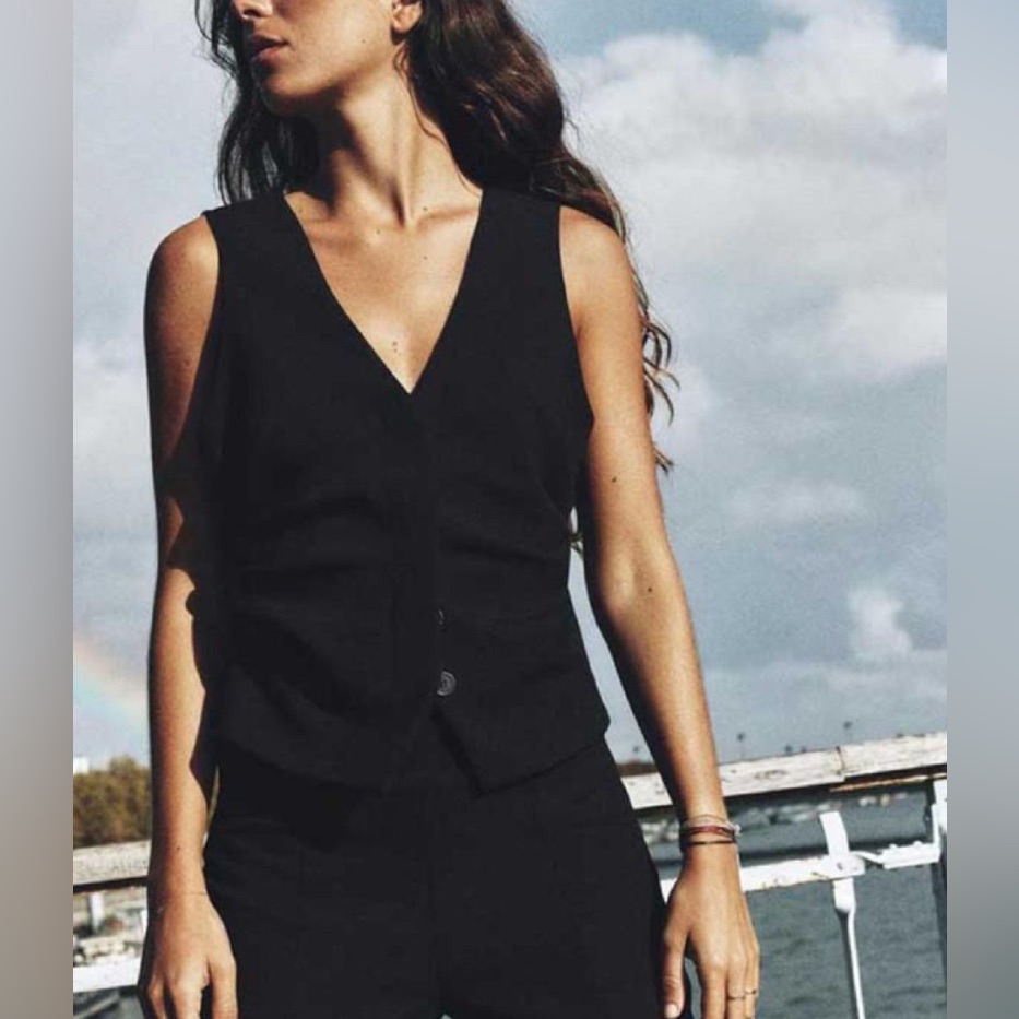 Zara Side Ruched Button Up Vest